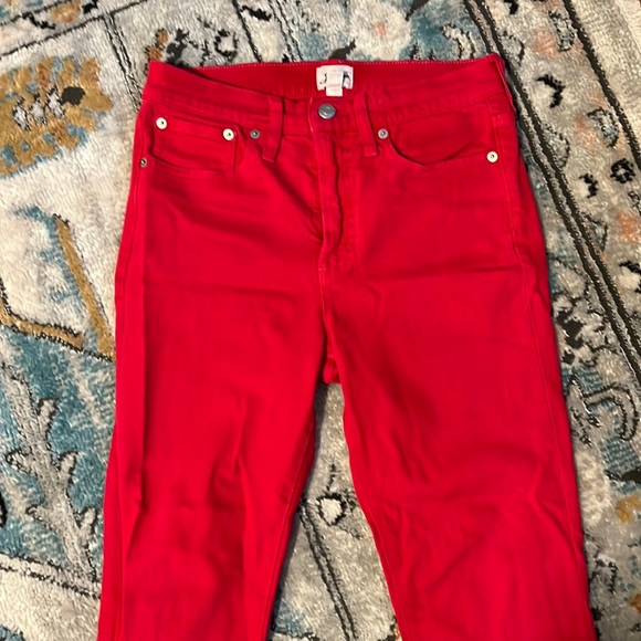 J. Crew Red 10” High Rise Toothpick Jeans, Size 27
